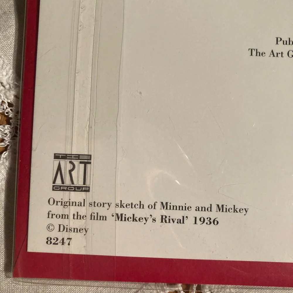 Vtg Disney Reproduction Print of Original Story Sketch of Minnie and Mickey Card - Picture 5 of 5